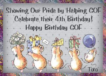 Showing Our Pride by Helping GOF Celebrate their 4th Birthday! Happy Birthday GOF - Toto